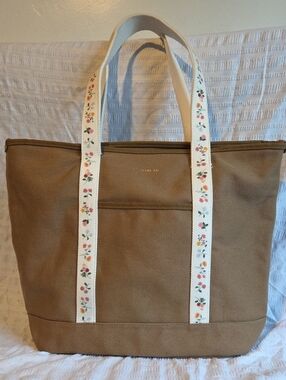 Rifle Paper Co. Sturdy Brown Canvas Carry All Tote Bag